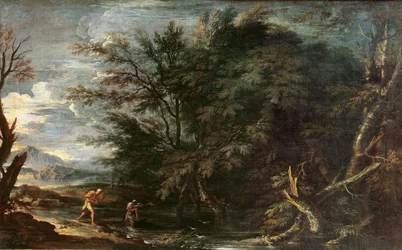 Landskap med Merkurius och den oärliga skogsmannen, c.1650